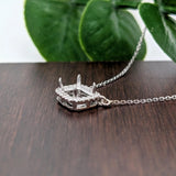 Lovely Pendant Necklace Setting W Natural Diamonds Halo in 14K Solid Gold | Customizable