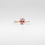 14K yellow gold padparadscha sapphire ring with diamond accents