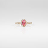 14K yellow gold padparadscha sapphire ring with diamond accents