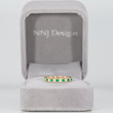 14K yellow gold diamond and emerald band ring
