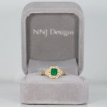 14K yellow gold Colombian emerald ring with diamond accents