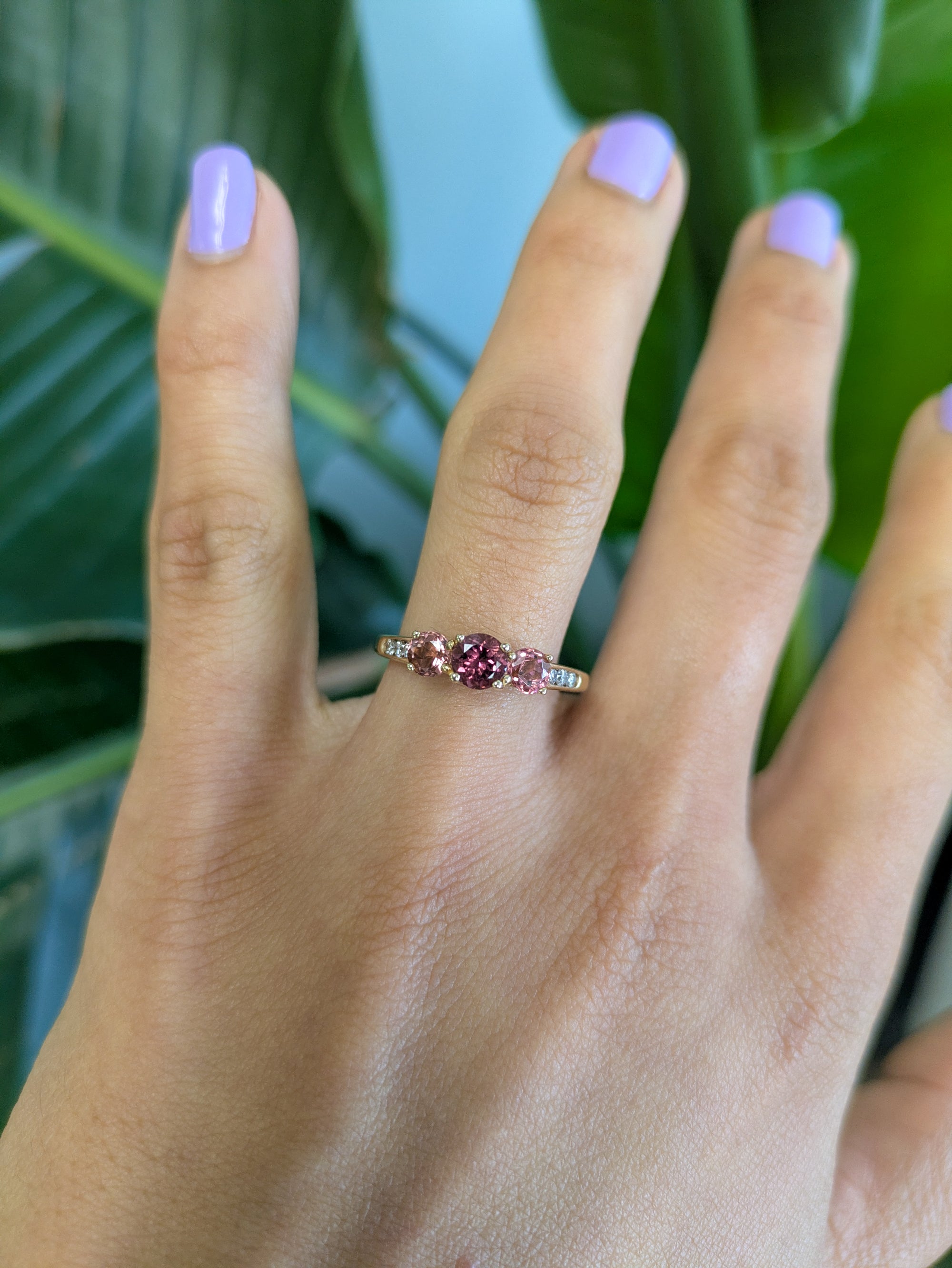 14K yellow gold rubellite tourmaline ring
