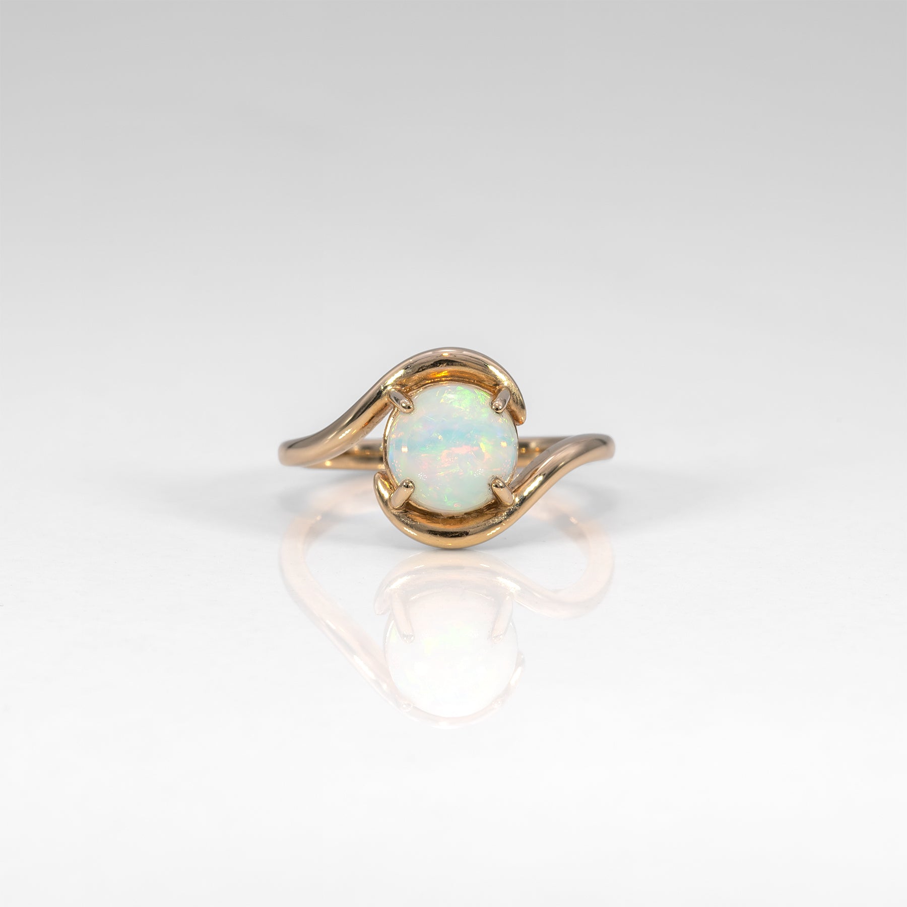 14K yellow gold Ethiopian opal cabochon ring