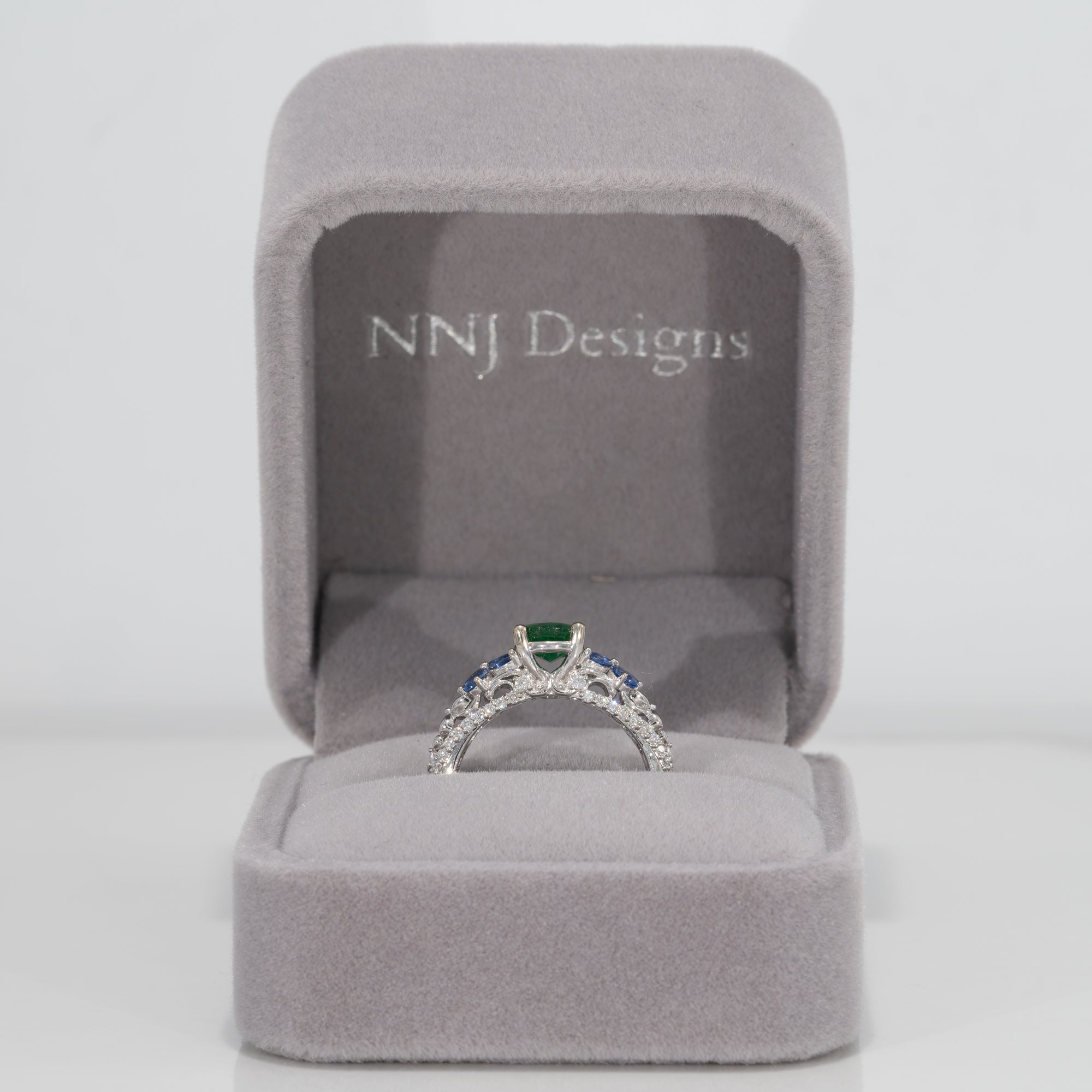 14K White Gold Zambian Emerald Ring