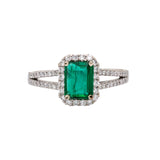 Sarai 14K White Gold Zambian Emerald and Diamond Ring | EM 7x5mm