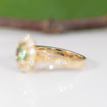 14K yellow gold demantoid garnet ring