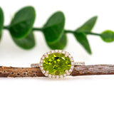 Priyal 14K Yellow Gold Peridot and Diamond Ring | OV 10x8mm