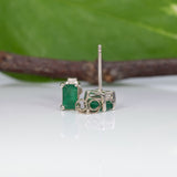 Mwaka | Zambian Emerald Solitaire Stud Earrings – Emerald Cut 5×3mm – Solid 14K Gold (Yellow, White or Rose)