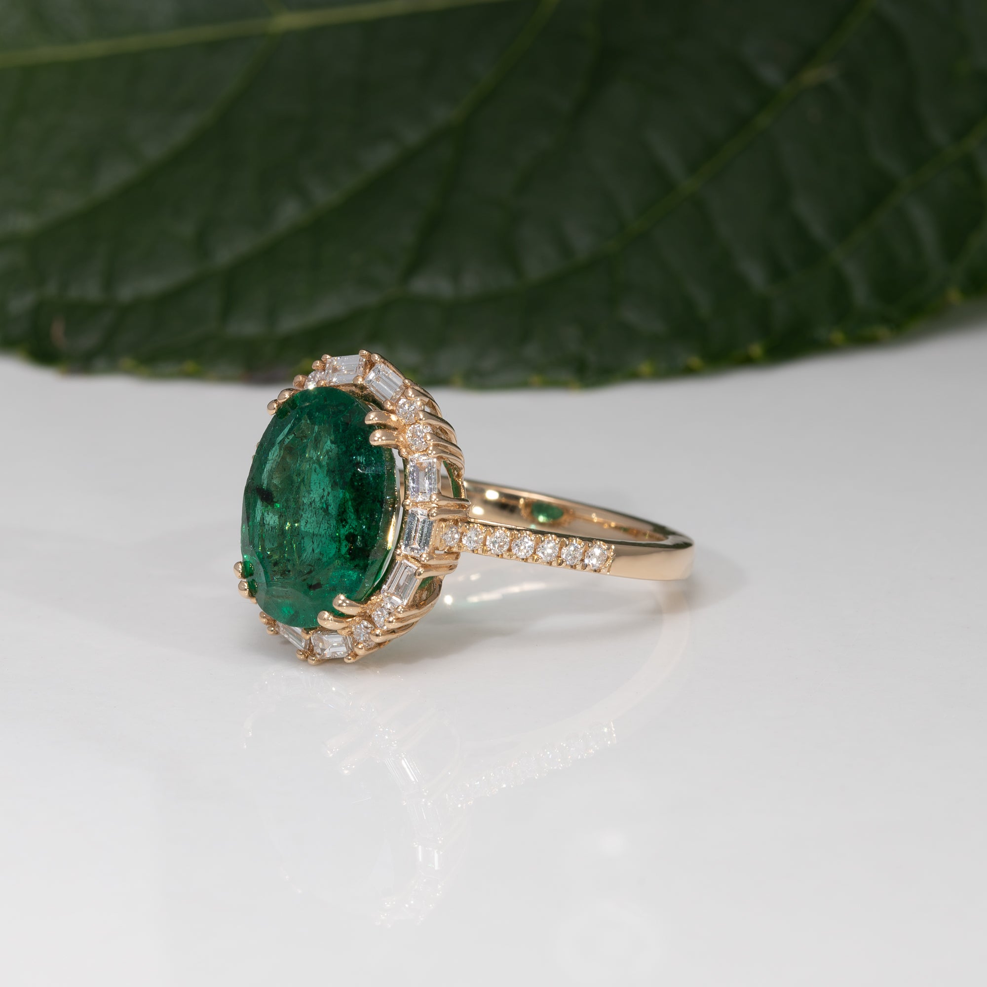14K yellow gold emerald ring