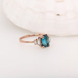 3.6ct Vibrant Blue Zircon Ring w Earth Mined Diamonds in Solid 14K Gold | EM 9x6mm