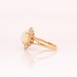 Ingrid Ethiopian Opal Ring with Natural Diamonds Accents: Solid 14K Gold, 11x9mm