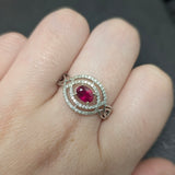 Celtic Inspired East West Ruby and Diamond Ring