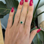 14K yellow gold Colombian emerald ring with diamond accents