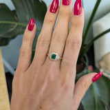 14K yellow gold Colombian emerald ring with diamond accents