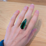 Meri 14K Yellow Gold 17.65cts Chrome Tourmaline Diamond Ring | Pear Shape 34x12mm