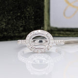 Angel Series East West Oval Ring Setting in 14K Solid Gold with a Natural Diamond Halo | Oval Shape 7x5 8x6 9x7 Customizable