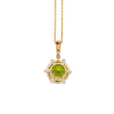 Vanya 14k Solid Gold Peridot Pendant with Natural Diamonds Accents | Round 10mm