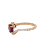Hardika Solid 14k Gold Purple Garnet Ring with Natural Diamonds Accents, 7mm