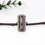 celine 14k white gold 20.04cts pink tourmaline diamond ring | emerald cut 25x10mm