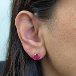 7mm 8mm Round Madagascar Ruby Solitaire Stud Earrings in 14K Gold