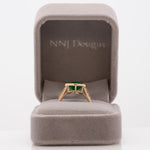 14K yellow gold Zambian emerald pear ring with diamond accents