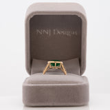 14K yellow gold Zambian emerald pear ring with diamond accents