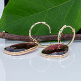 Priscila | Rubellite Tourmaline Fancy Statement Earrings with Tsavorite Accents in Solid 14K Yellow Gold – Fancy Shape, 24.7×17.4mm – Bold Pink-Red