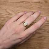 2.3ct Opal Ring w Natural Diamond Accents in Solid 14K Yellow Gold | OV 10x8mm