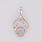 14K white & rose gold aquamarine pendant