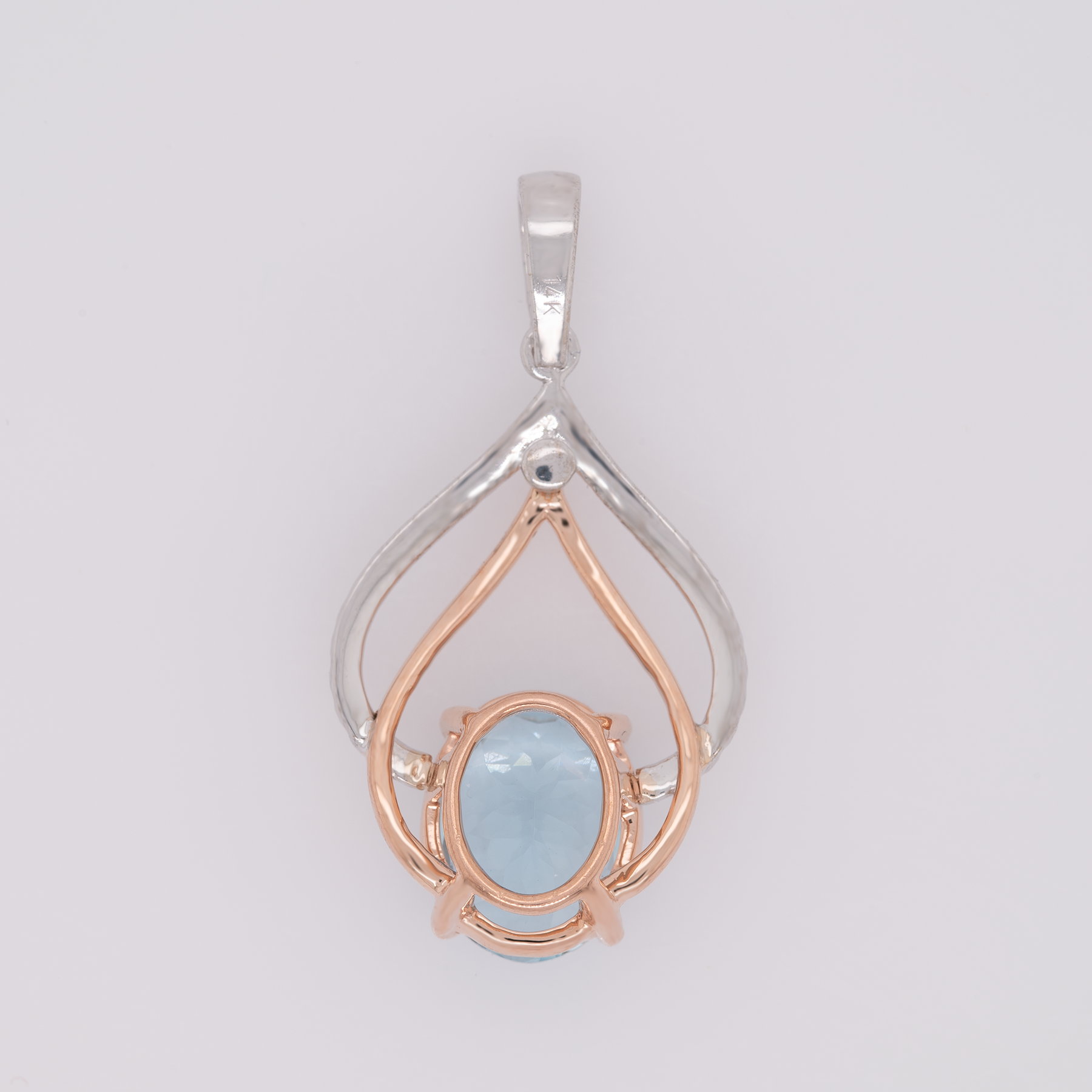 14K white & rose gold aquamarine pendant