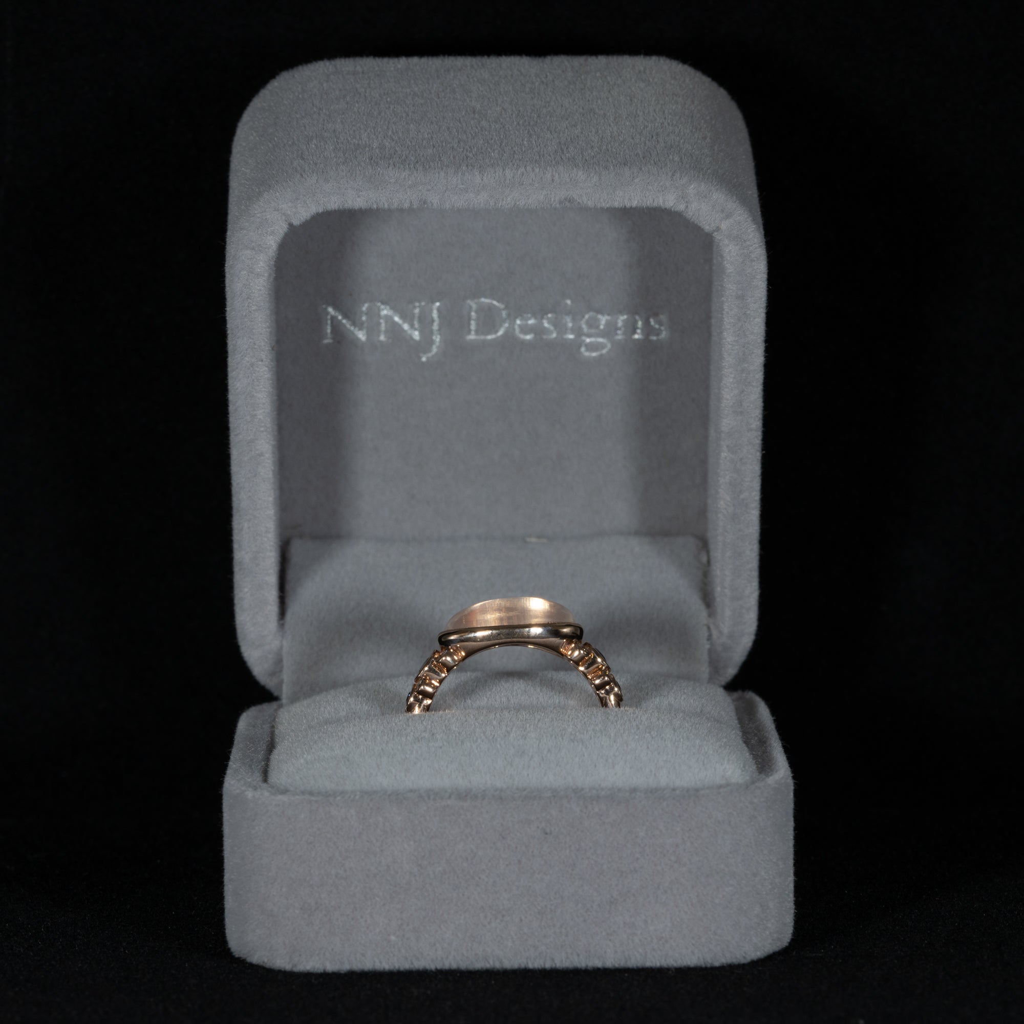14K rose gold rainbow moonstone ring