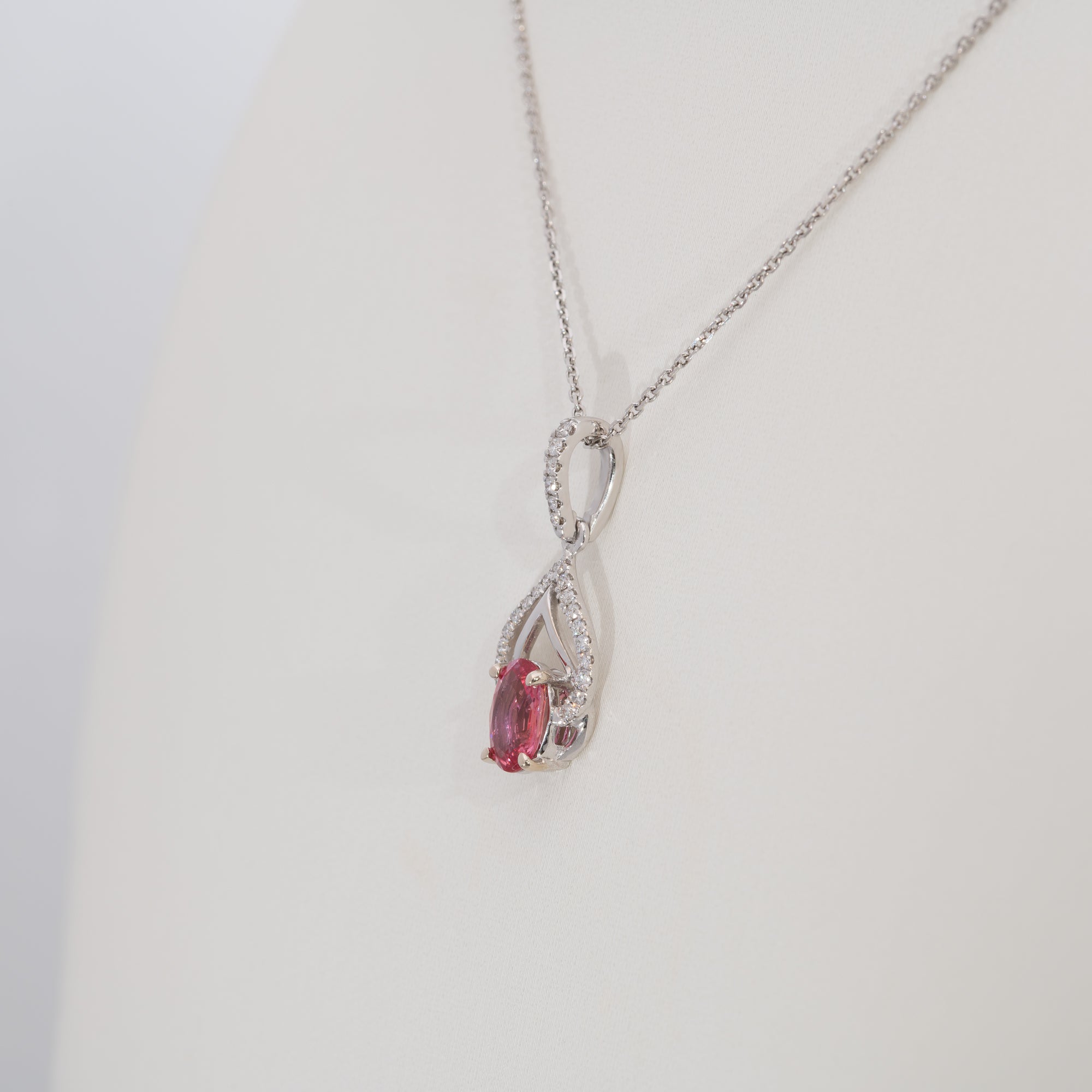 14K white gold padparadscha sapphire pendant