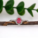 Lia 14K White Gold Padparadscha Sapphire Diamond Ring | PE 6x5mm