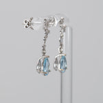 14K white gold aquamarine pear earrings with lab grown diamond accents