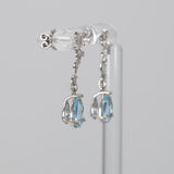 14K white gold aquamarine pear earrings with lab grown diamond accents