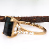 Apsara 14K Yellow Gold Indicolite Tourmaline Diamond Ring | EM 10x7mm