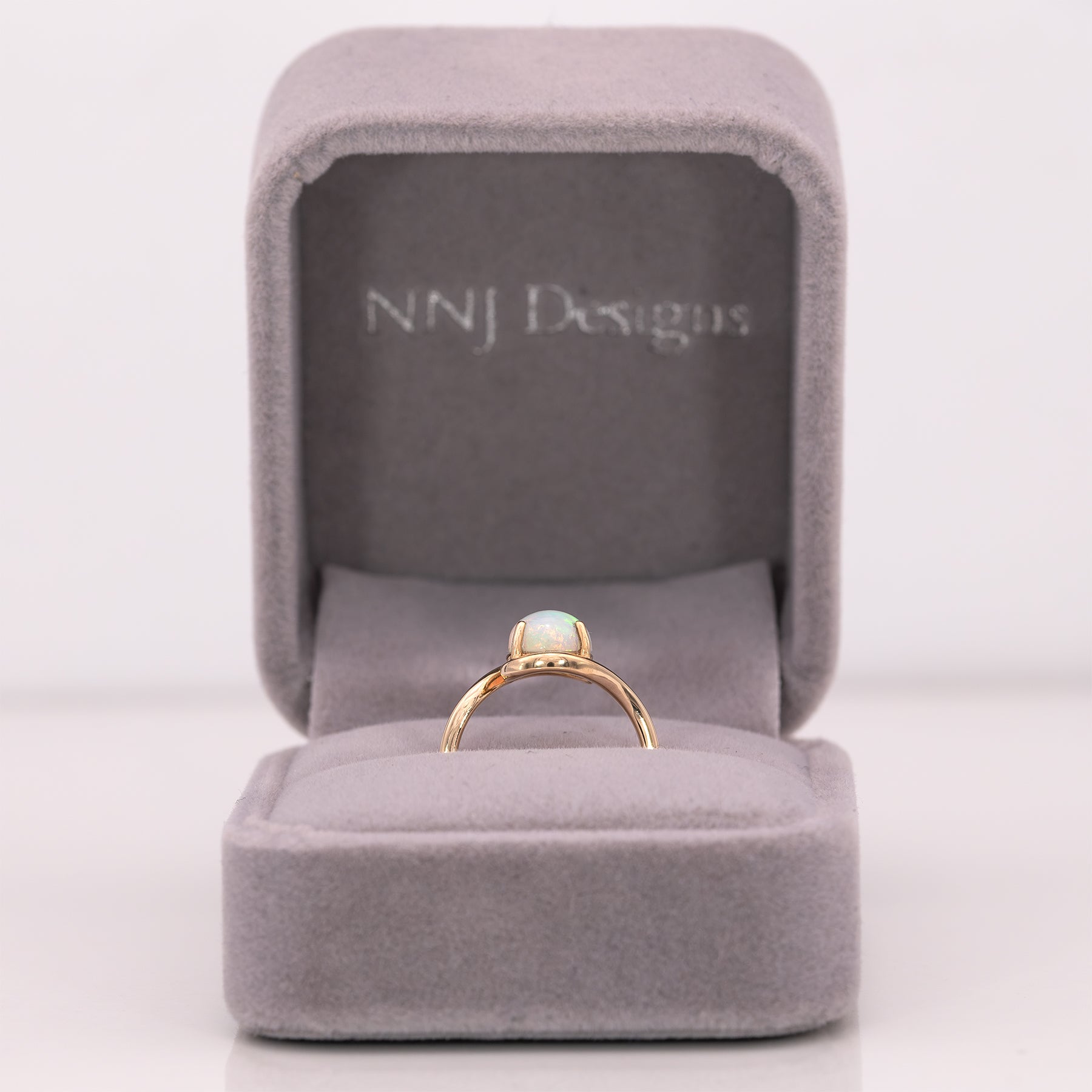 14K yellow gold Ethiopian opal cabochon ring