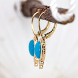 Skara 14K Yellow Gold Sleeping Beauty Turquoise and Diamond Earrings | OV 9x7mm