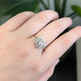 Tessia Solid 14k White Gold Estate Diamond Ring with Natural Diamond Accents, Round 4mm