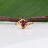 14K yellow gold orange spinel estate solitaire ring