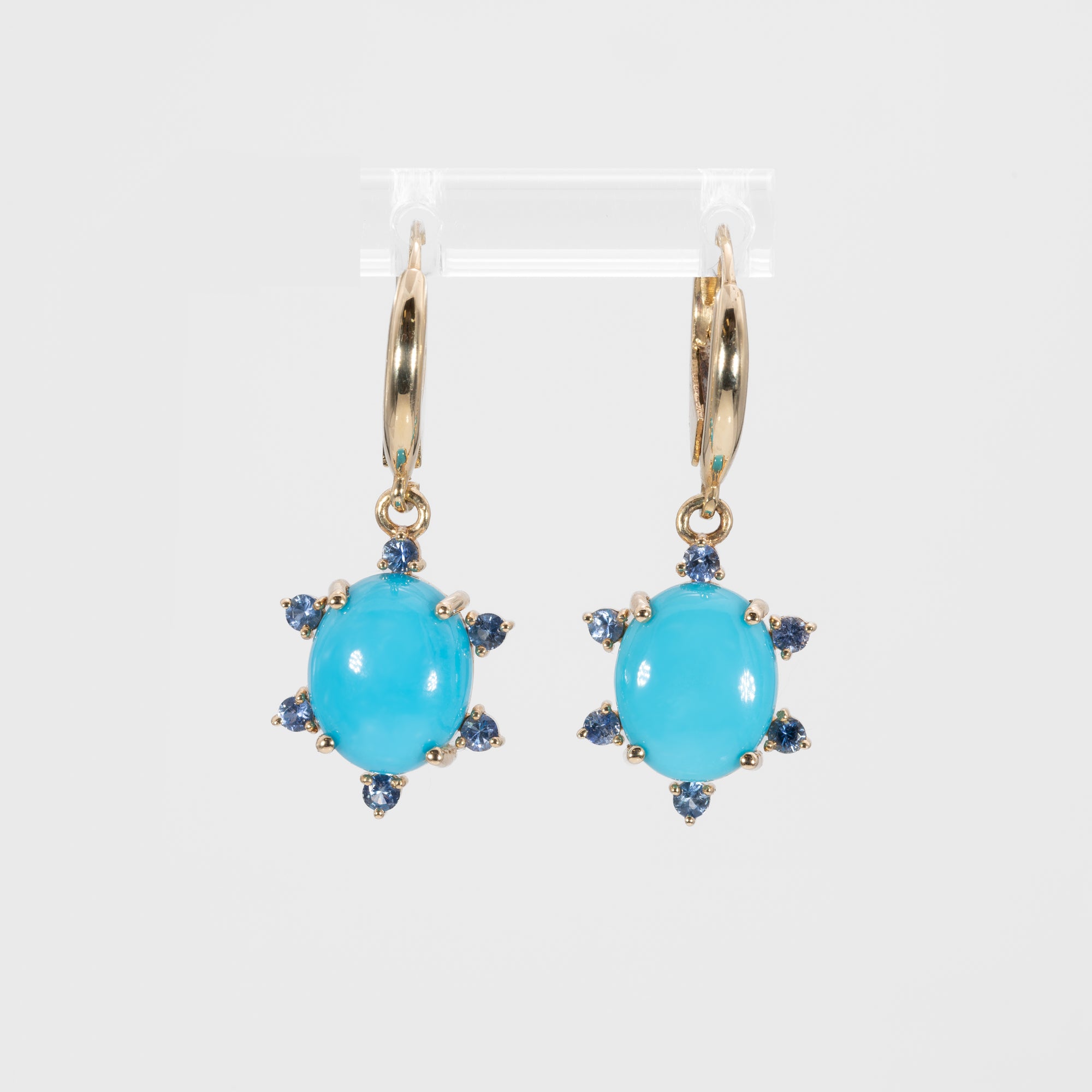 14K yellow gold sonoran turquoise earrings