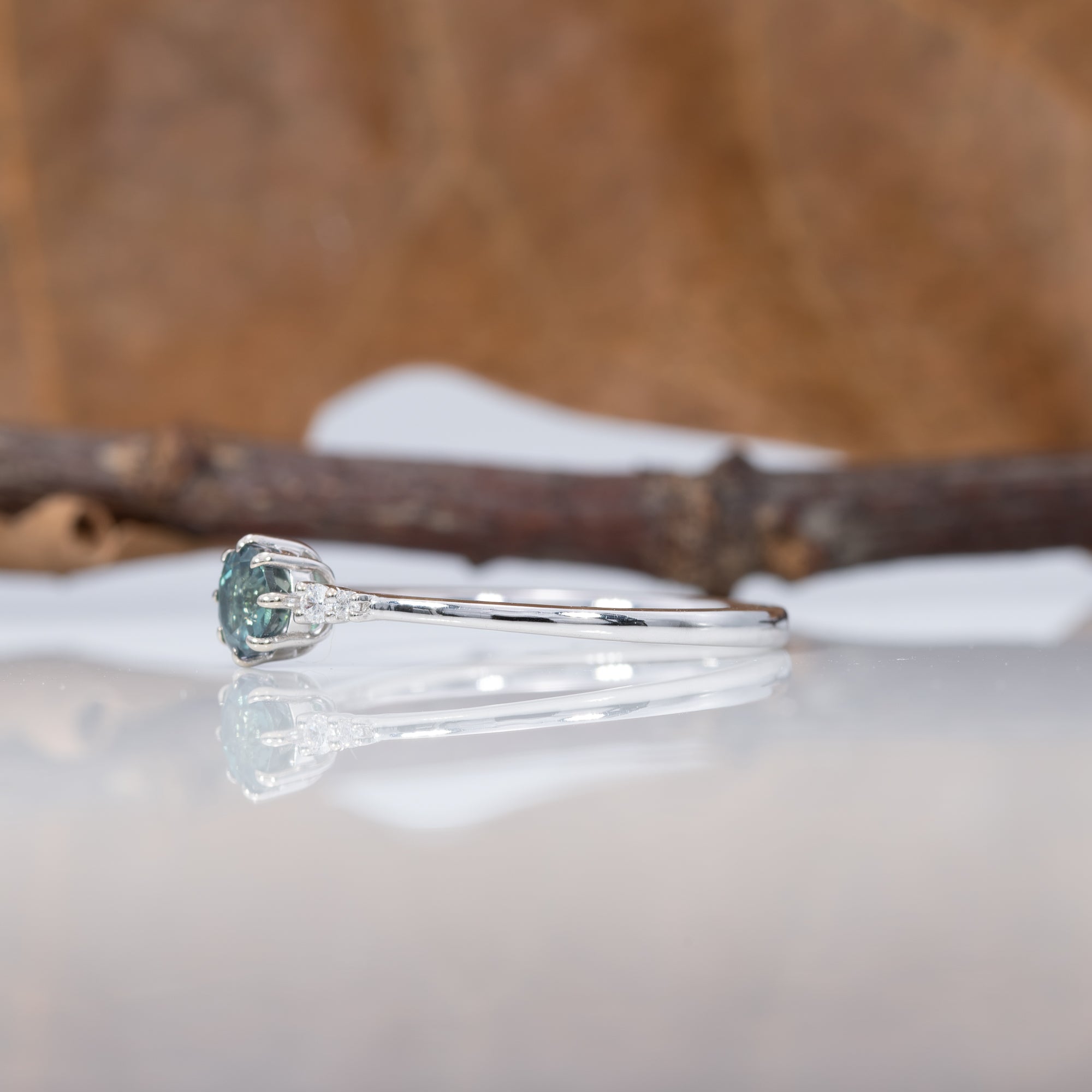 14K white gold alexandrite ring