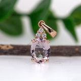 Minara Solid 14k Rose Gold Morganite Pendant with Natural Diamonds Accents, Oval 8x6mm
