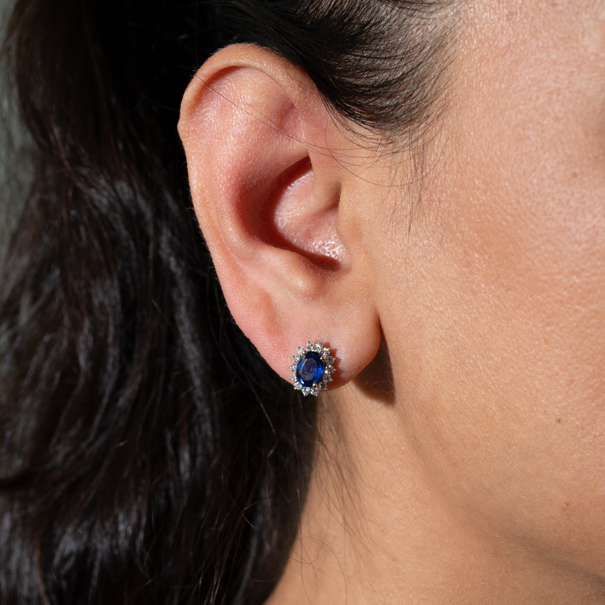 14K white gold ceylon blue sapphire earrings