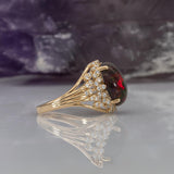 3.3Ct Natural Black Opal Ring with Diamond Accents in Solid 14K Gold – 13x10.5mm Oval Dark Opal Statement Ring