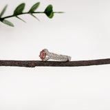 lucy 14k white gold 0.33cts padparadscha sapphire engagement diamond ring | pear 6x4mm