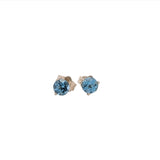 Aquamarine Round Martini Solitaire Stud Earrings