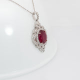 Madagascar Ruby Pendant with Natural Diamond Accents | Solid 14K Gold Fine Jewelry Necklace