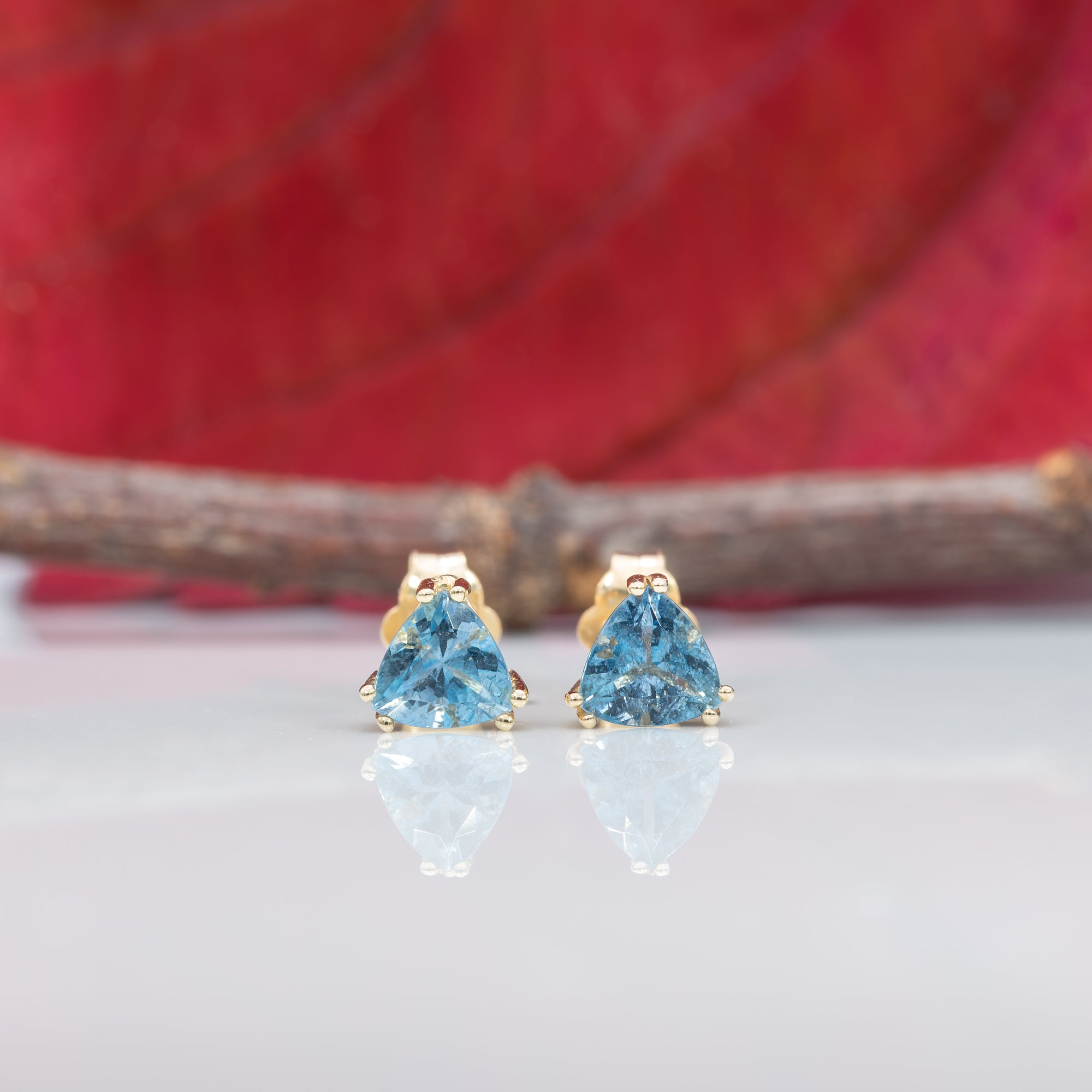 14K yellow gold aquamarine earrings