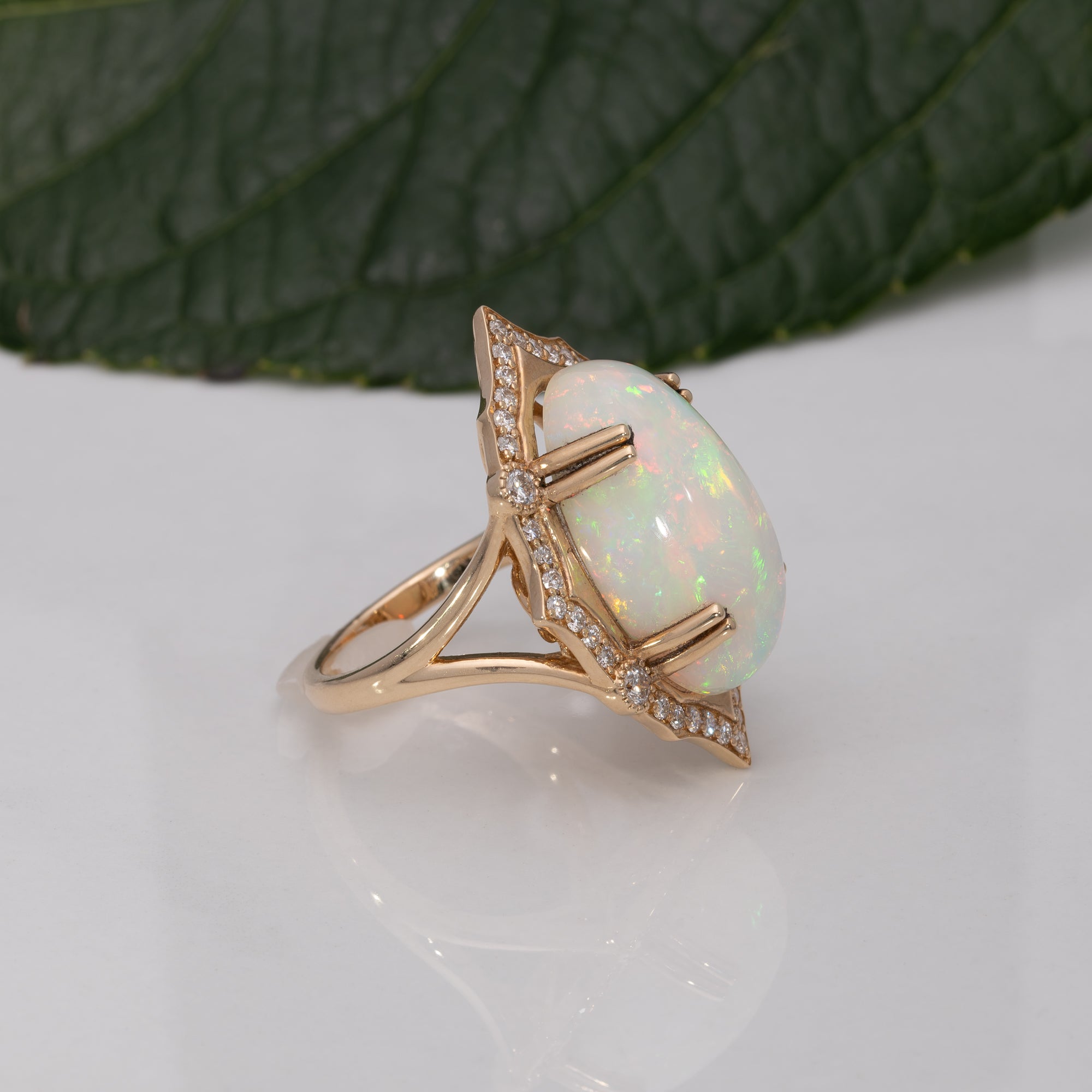 14K yellow gold ethiopian opal ring